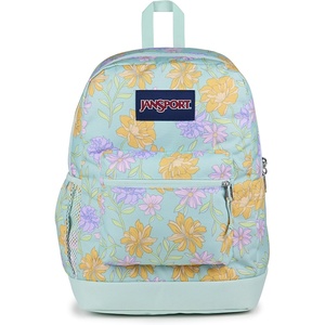 JanSport Cross Town Plus Backpack – Large Main Compartment, Side Water Bottle Pocket, 15-Inch Padded Laptop Sleeve – Emerald Pool(Faded Floral Fresh Mint)