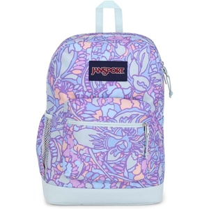 JanSport Cross Town Plus Backpack – Large Main Compartment, Side Water Bottle Pocket, 15-Inch Padded Laptop Sleeve – Emerald Pool(Fluid Floral Pastel Lilac)
