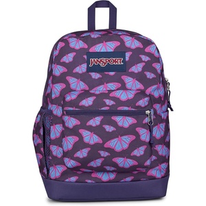 JanSport Cross Town Plus Backpack – Large Main Compartment, Side Water Bottle Pocket, 15-Inch Padded Laptop Sleeve – Emerald Pool(Flutter By Purple)