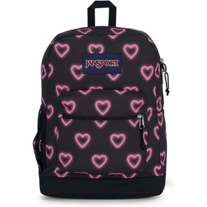 JanSport Cross Town Plus Backpack – Large Main Compartment, Side Water Bottle Pocket, 15-Inch Padded Laptop Sleeve – Emerald Pool(Happy Hearts Black)