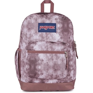 JanSport Cross Town Plus Backpack – Large Main Compartment, Side Water Bottle Pocket, 15-Inch Padded Laptop Sleeve – Emerald Pool(Ice Dye Mahogany Haze/White)