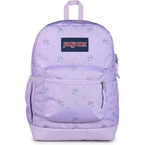 JanSport Cross Town Plus Backpack – Large Main Compartment, Side Water Bottle Pocket, 15-Inch Padded Laptop Sleeve – Emerald Pool(Pastel Petals Lilac/Blue/Pink/Green)