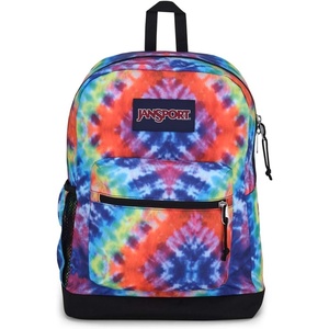 JanSport Cross Town Plus Backpack – Large Main Compartment, Side Water Bottle Pocket, 15-Inch Padded Laptop Sleeve – Emerald Pool(Red/Multi Hippie Days)