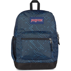 JanSport Cross Town Plus Backpack – Large Main Compartment, Side Water Bottle Pocket, 15-Inch Padded Laptop Sleeve – Emerald Pool(Team Stripes Black/Black/Azul)