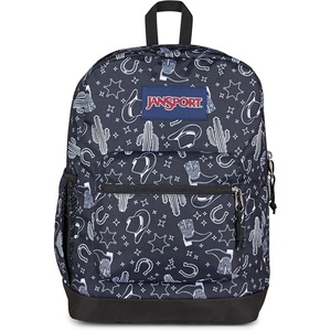 JanSport Cross Town Plus Backpack – Large Main Compartment, Side Water Bottle Pocket, 15-Inch Padded Laptop Sleeve – Emerald Pool(Wild West Escape Black/Black/White)