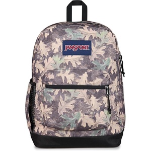 JanSport Cross Town Plus Backpack – Large Main Compartment, Side Water Bottle Pocket, 15-Inch Padded Laptop Sleeve – Emerald Pool(Woodland Camo Green/Grey/Charcoal)
