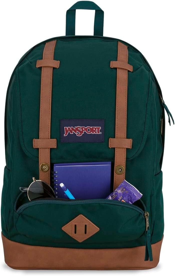 image:imageJanSport Cortlandt Laptop Backpack Russet Red 15 Laptop SleeveSynthetic Leather Shoulder Computer Bag with Large Compartment Padded Straps Rucksack for Men WomenDeep Juniper