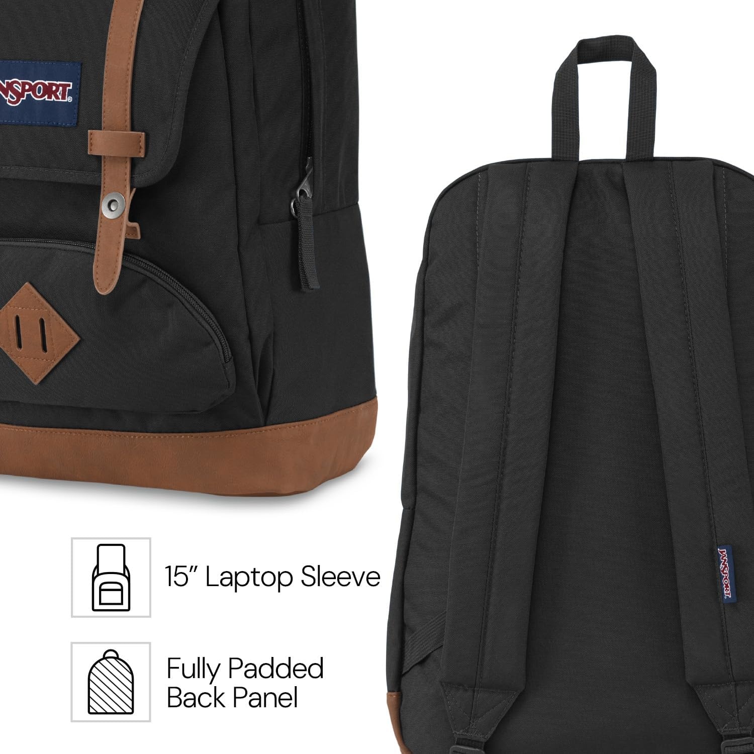 image:imageJanSport Cortlandt Laptop Backpack Russet Red 15 Laptop SleeveSynthetic Leather Shoulder Computer Bag with Large Compartment Padded Straps Rucksack for Men WomenDeep Juniper