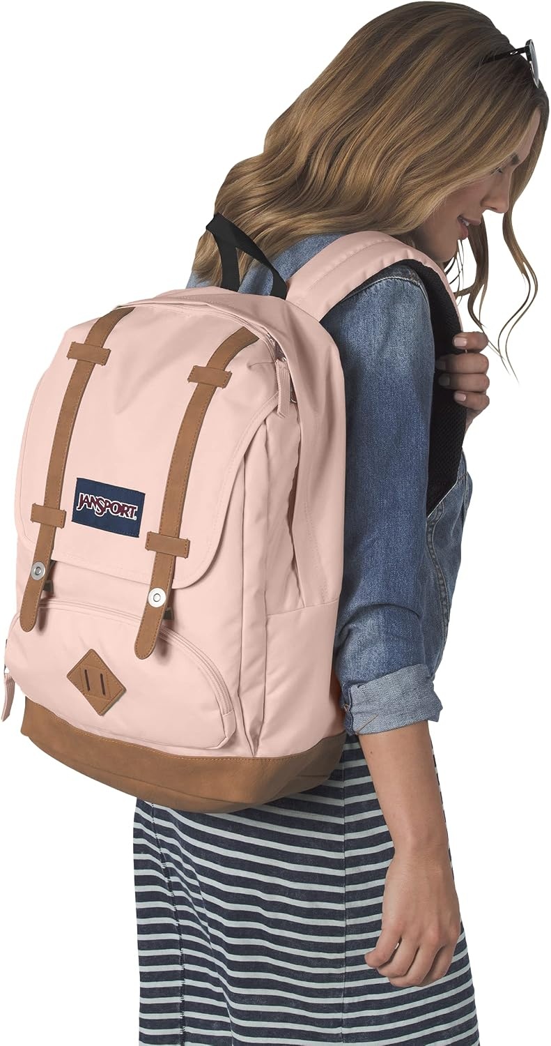 image:imageJanSport Cortlandt Laptop Backpack Russet Red 15 Laptop SleeveSynthetic Leather Shoulder Computer Bag with Large Compartment Padded Straps Rucksack for Men WomenMisty Rose