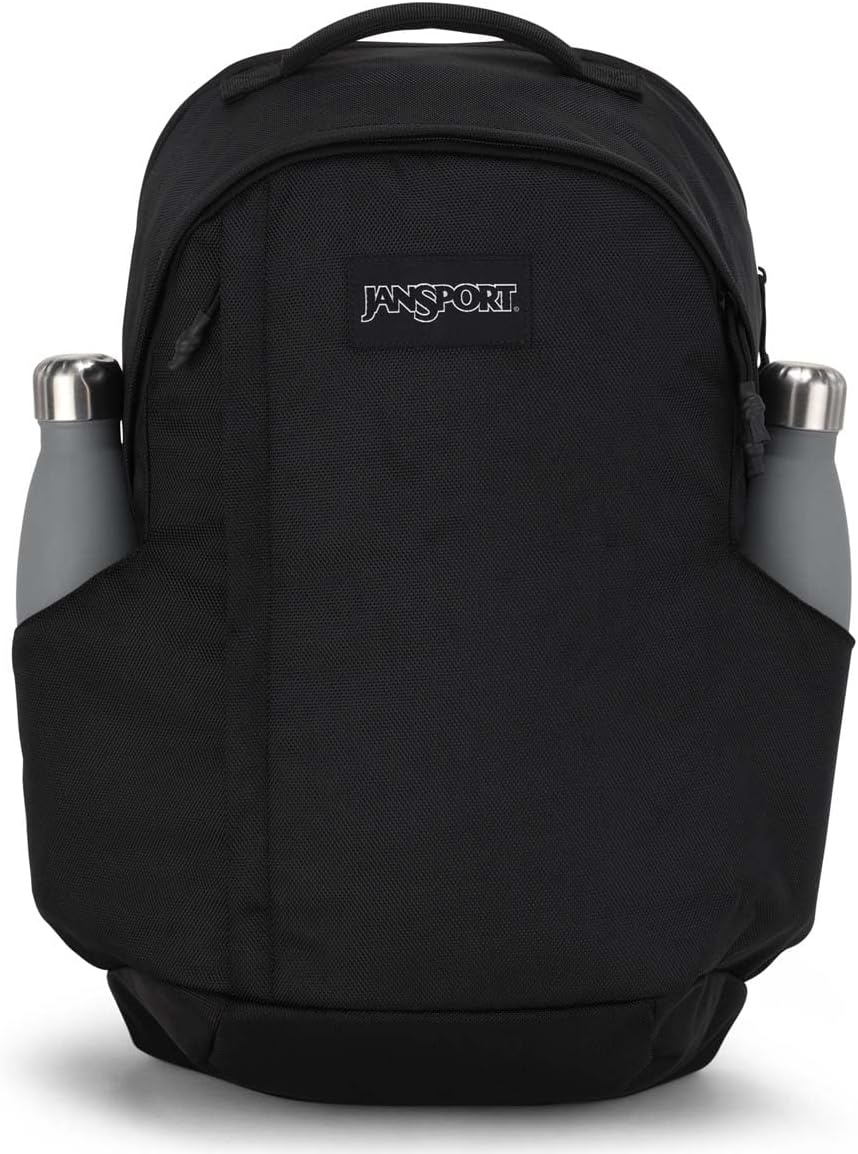 image:imageJanSport Station Pack Large Backpack with Padded Laptop Sleeve Dual Water Bottle Pockets and Loft Pocket BlackBlack