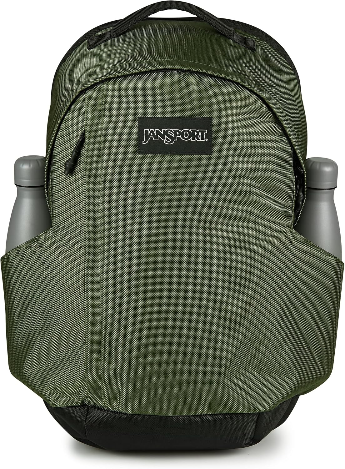 image:imageJanSport Station Pack Large Backpack with Padded Laptop Sleeve Dual Water Bottle Pockets and Loft Pocket BlackCargo Green