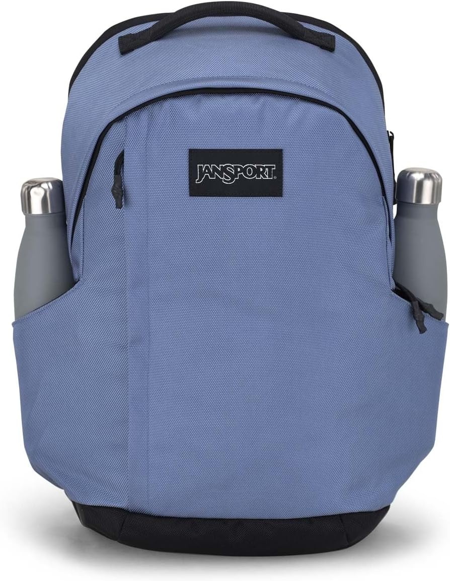 image:imageJanSport Station Pack Large Backpack with Padded Laptop Sleeve Dual Water Bottle Pockets and Loft Pocket BlackElemental Blue
