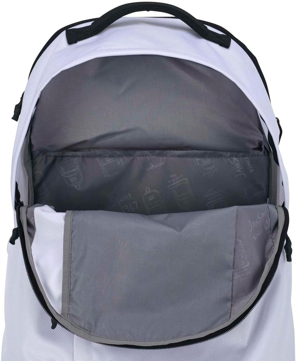 image:imageJanSport Station Pack Large Backpack with Padded Laptop Sleeve Dual Water Bottle Pockets and Loft Pocket BlackWhite