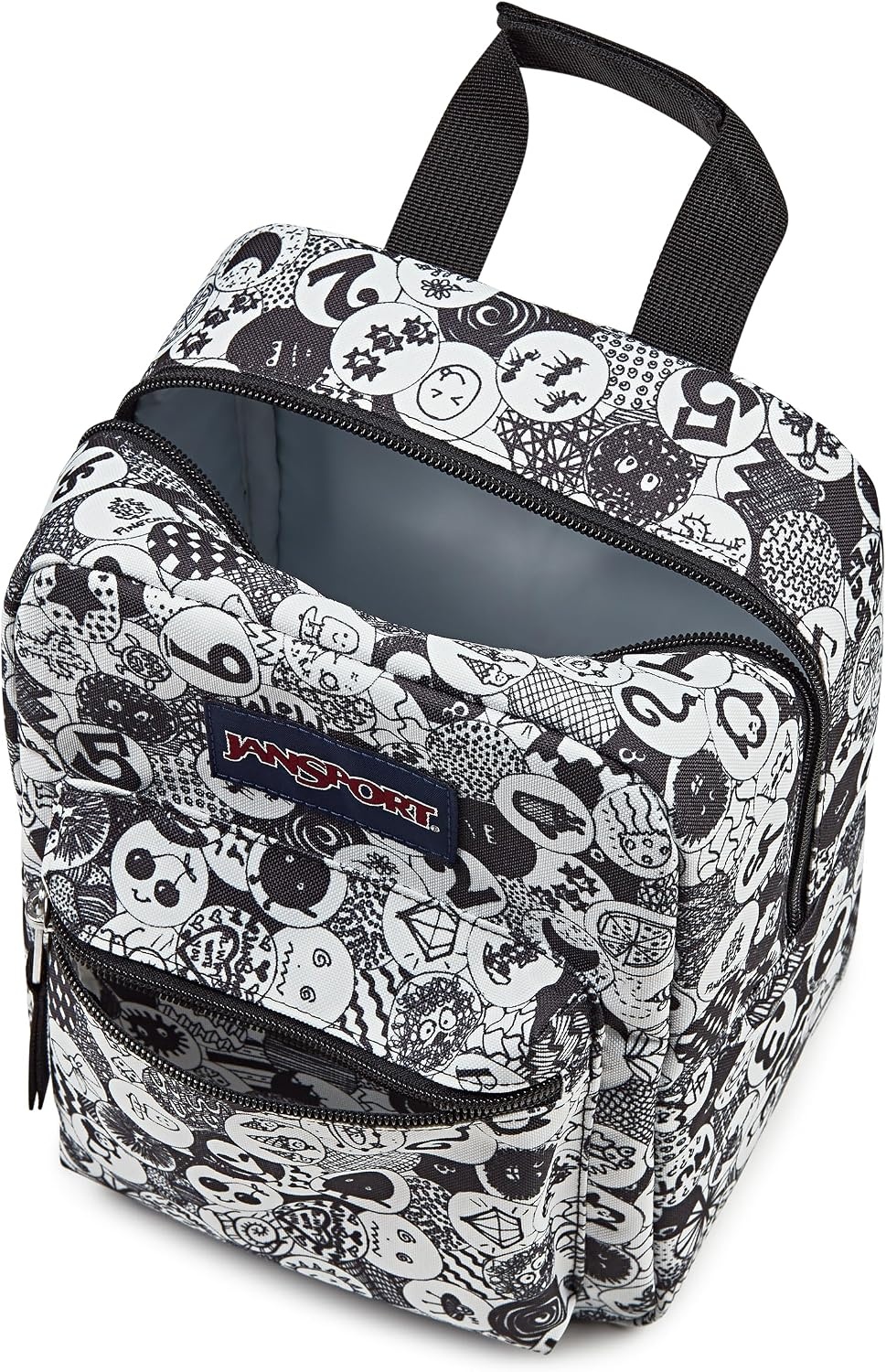 image:imageJanSport Big Break Insulated Lunch Bag Small SoftSided Cooler Ideal for Class Work or Meal Prep Bad BowsDoodle Dots BlackWhiteGrey