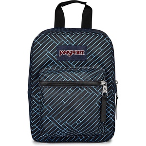 JanSport Big Break Insulated Lunch Bag – Small Soft-Sided Cooler Ideal for Class, Work, or Meal Prep, Bad Bows(Team Stripes Black/Black/Azul)