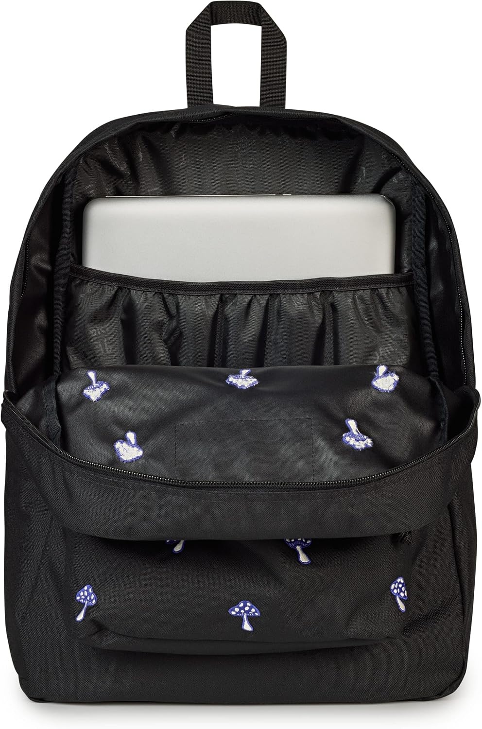 image:imageJanSport Superbreak Plus FX Backpack Work Travel or Laptop Bag with Water Bottle Pocket Surreal Corduroy CoconutEmbroidered Shrooms
