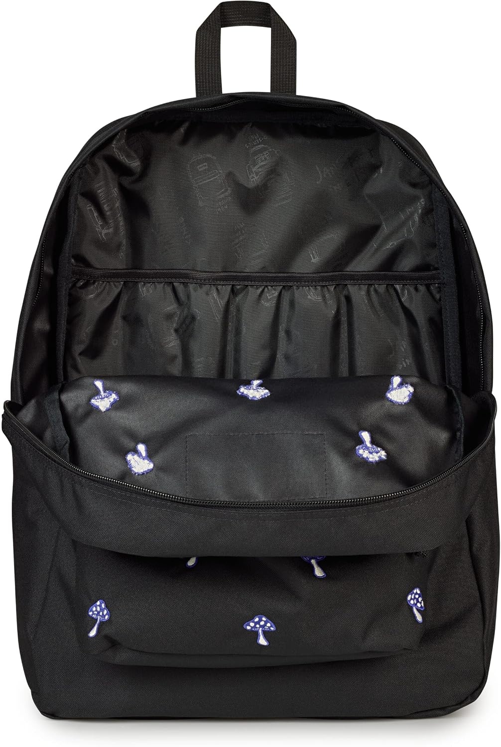 image:imageJanSport Superbreak Plus FX Backpack Work Travel or Laptop Bag with Water Bottle Pocket Surreal Corduroy CoconutEmbroidered Shrooms