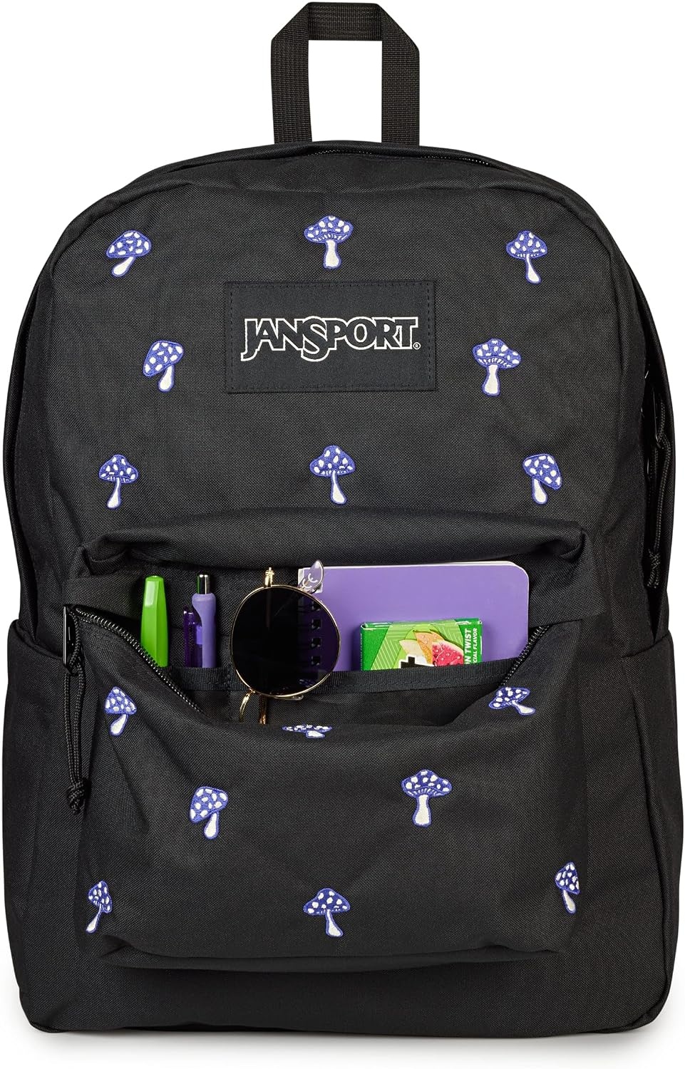 image:imageJanSport Superbreak Plus FX Backpack Work Travel or Laptop Bag with Water Bottle Pocket Surreal Corduroy CoconutEmbroidered Shrooms