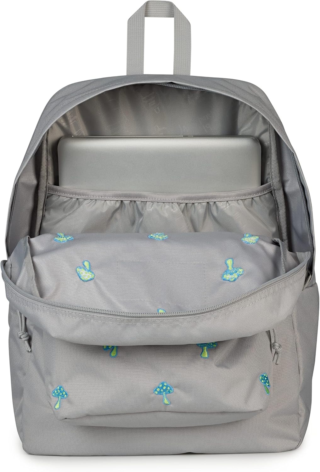 image:imageJanSport Superbreak Plus FX Backpack Work Travel or Laptop Bag with Water Bottle Pocket Surreal Corduroy CoconutEmbroidered Shrooms Md GreyE AzulBratty