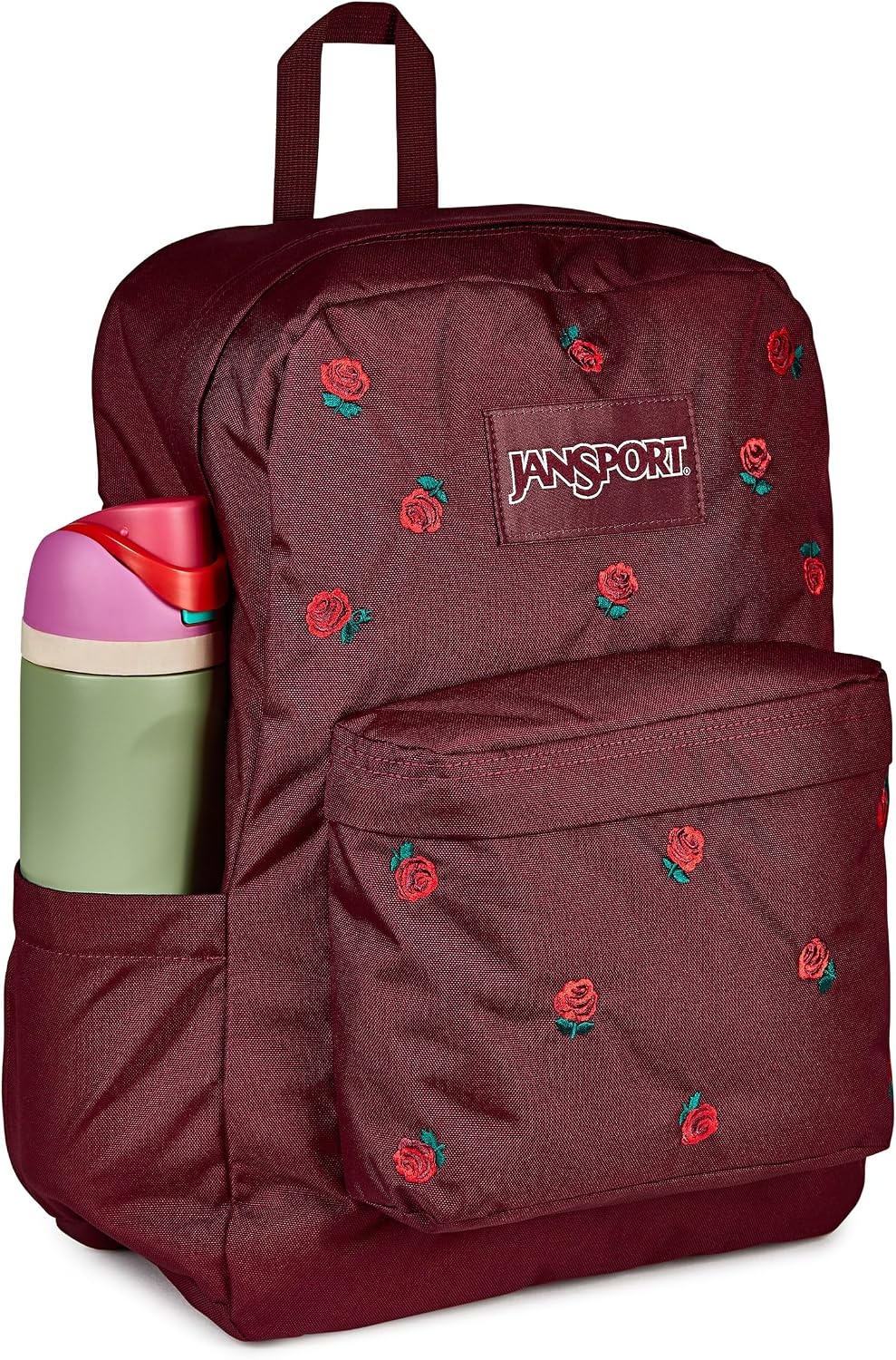 image:imageJanSport Superbreak Plus FX Backpack Work Travel or Laptop Bag with Water Bottle Pocket Surreal Corduroy CoconutJust a Rose Emb Cherry LacquerGrnRed