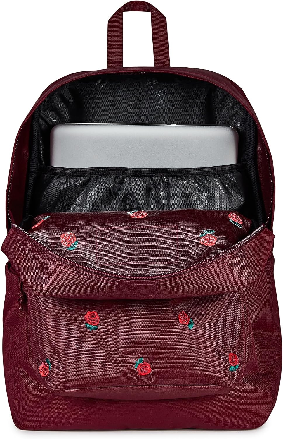 image:imageJanSport Superbreak Plus FX Backpack Work Travel or Laptop Bag with Water Bottle Pocket Surreal Corduroy CoconutJust a Rose Emb Cherry LacquerGrnRed