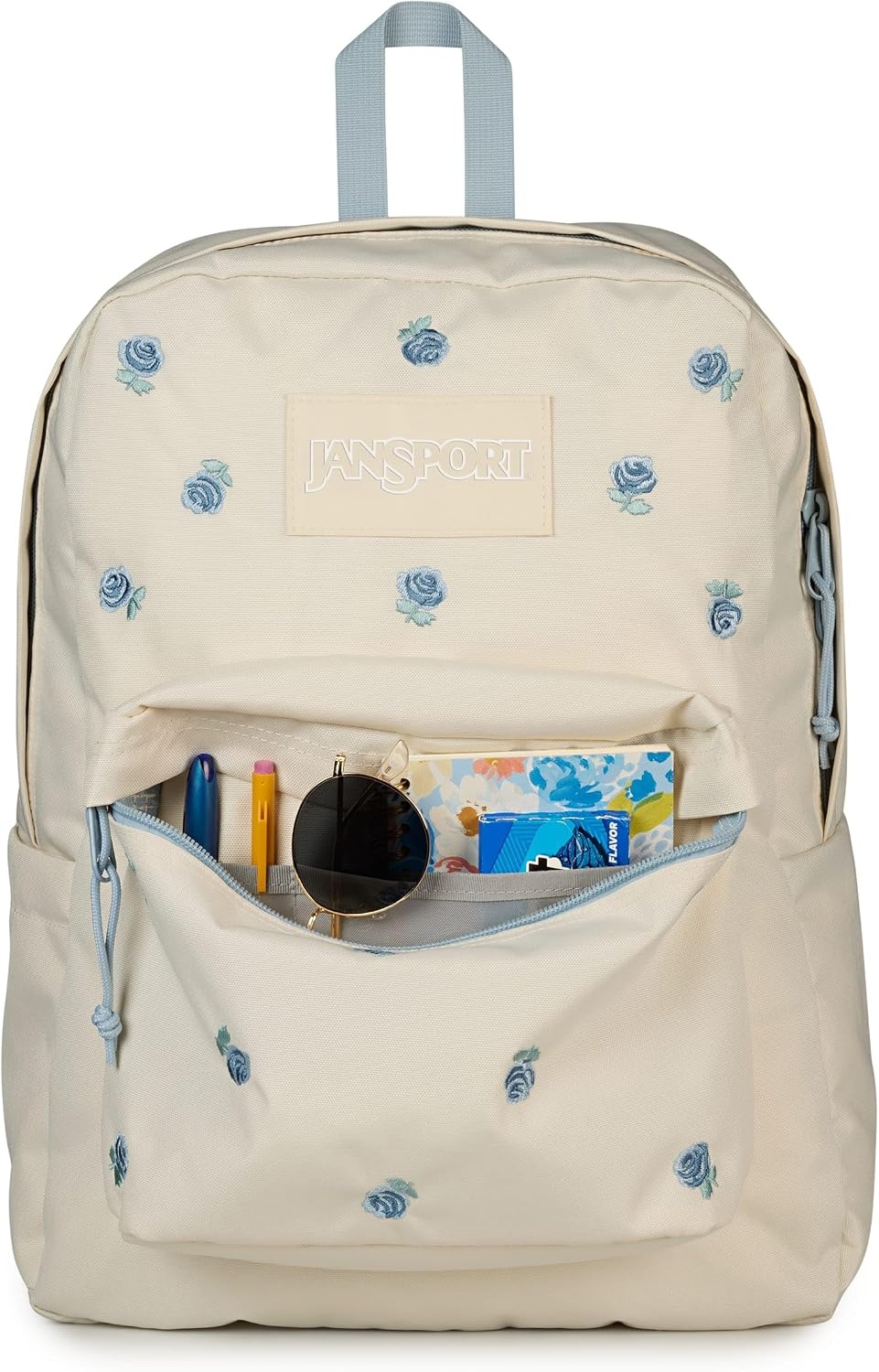 image:imageJanSport Superbreak Plus FX Backpack Work Travel or Laptop Bag with Water Bottle Pocket Surreal Corduroy CoconutJust a Rose Emb Moon FlowerBlueGreen