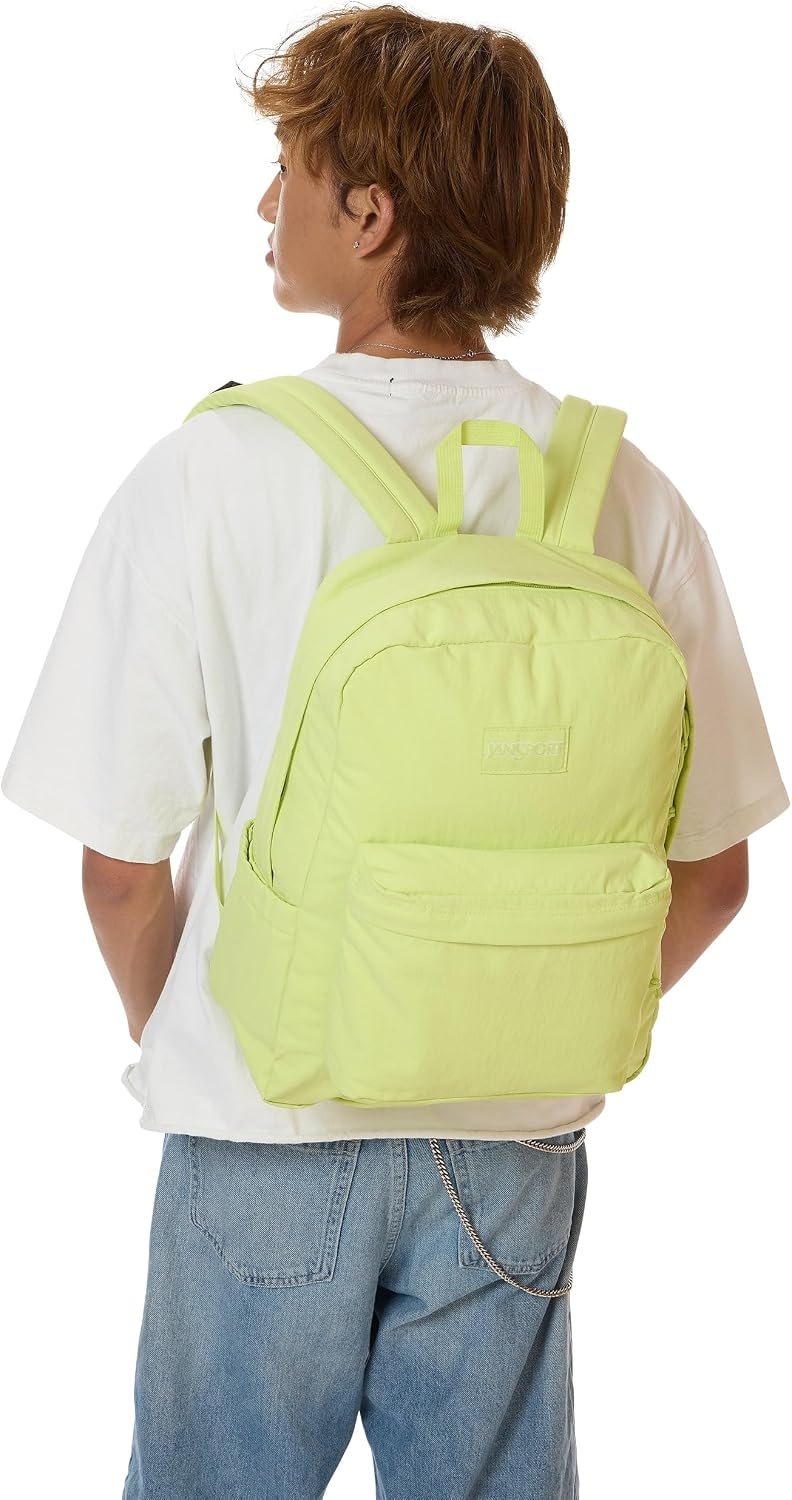 image:imageJanSport Superbreak Plus FX Backpack Work Travel or Laptop Bag with Water Bottle Pocket Surreal Corduroy CoconutLime Citron