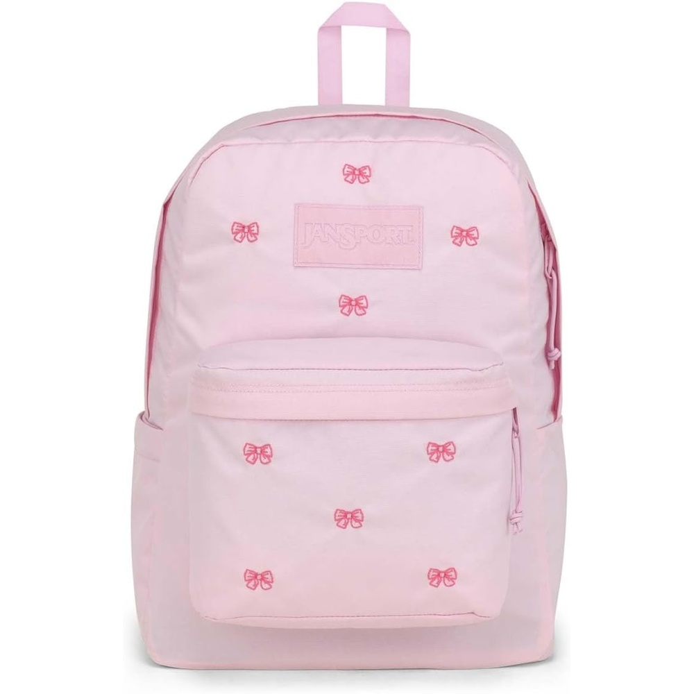 image:imageJanSport Superbreak Plus FX Backpack Work Travel or Laptop Bag with Water Bottle Pocket Surreal Corduroy CoconutEmbroidered Bows