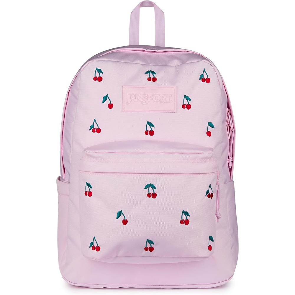 image:imageJanSport Superbreak Plus FX Backpack Work Travel or Laptop Bag with Water Bottle Pocket Surreal Corduroy CoconutPink Ice Cherry Emb