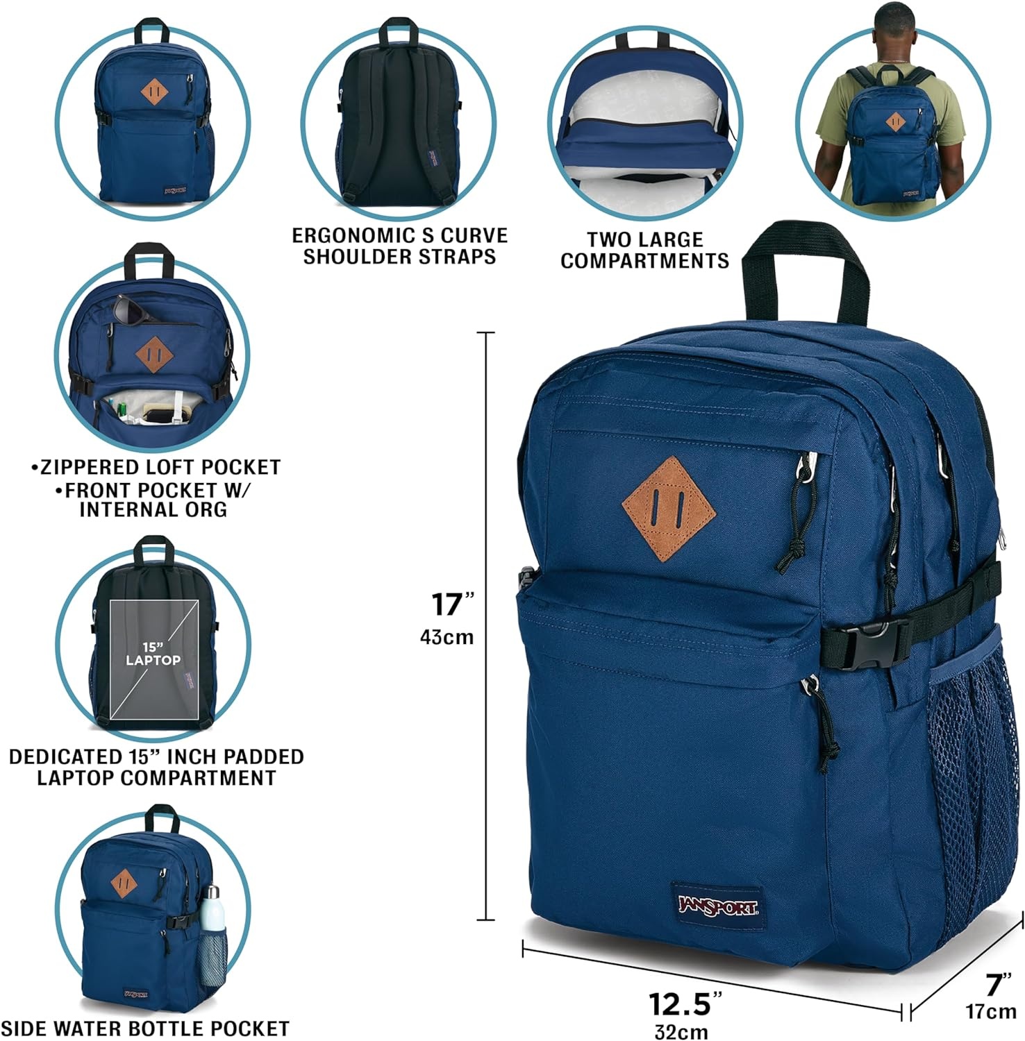 image:imageJanSport Main Campus Backpack Travel or Work Backpack with 15Inch Laptop Sleeve and Dual Water Bottle Pockets Sprayed Stars Pastel LilacBlack