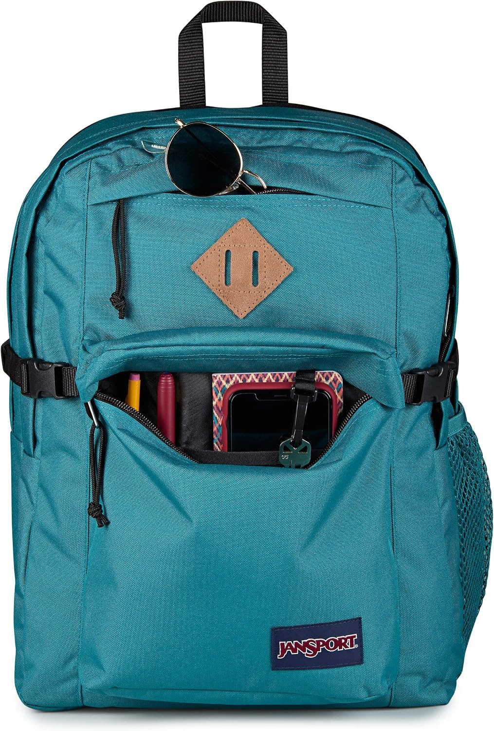 image:imageJanSport Main Campus Backpack Travel or Work Backpack with 15Inch Laptop Sleeve and Dual Water Bottle Pockets Sprayed Stars Pastel LilacEmerald Pool