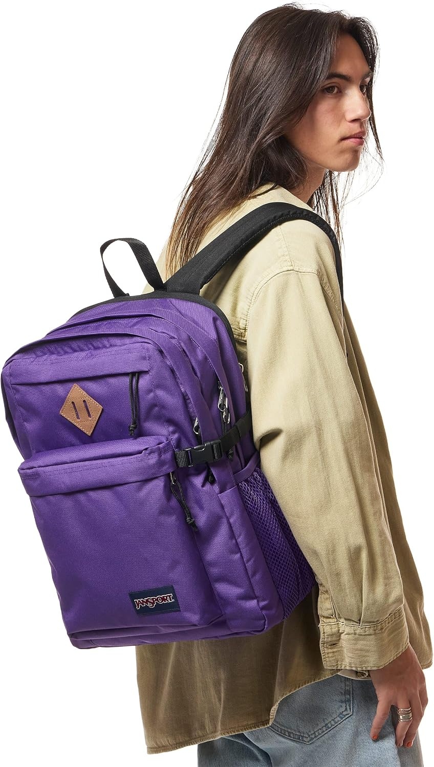 image:imageJanSport Main Campus Backpack Travel or Work Backpack with 15Inch Laptop Sleeve and Dual Water Bottle Pockets Sprayed Stars Pastel LilacGrape Jelly