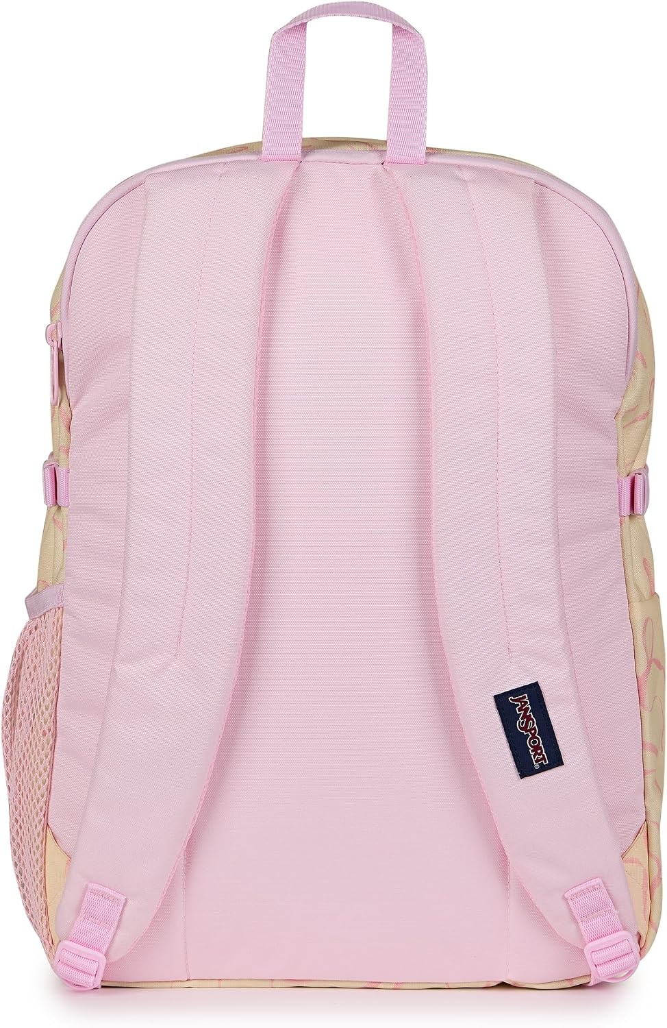 image:imageJanSport Main Campus Backpack Travel or Work Backpack with 15Inch Laptop Sleeve and Dual Water Bottle Pockets Sprayed Stars Pastel LilacRows of Bows NaturalPink Ice