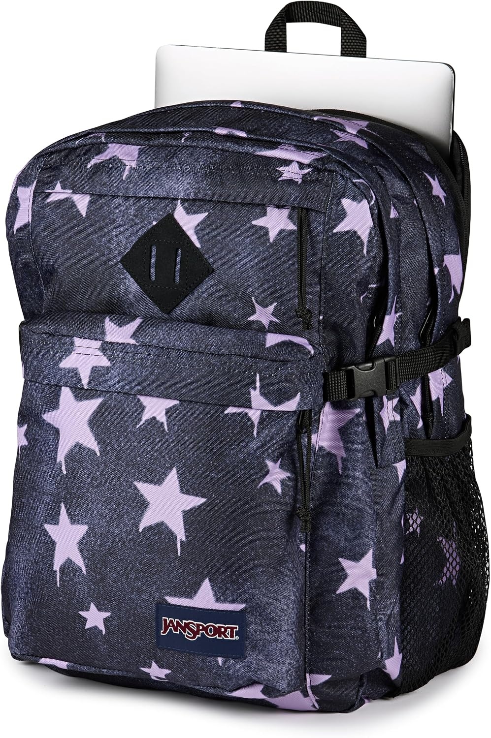 image:imageJanSport Main Campus Backpack Travel or Work Backpack with 15Inch Laptop Sleeve and Dual Water Bottle Pockets Sprayed Stars Pastel LilacSprayed Stars Pastel Lilac