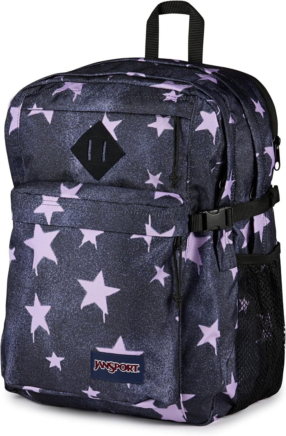 image:imageJanSport Main Campus Backpack Travel or Work Backpack with 15Inch Laptop Sleeve and Dual Water Bottle Pockets Sprayed Stars Pastel LilacSprayed Stars Pastel Lilac