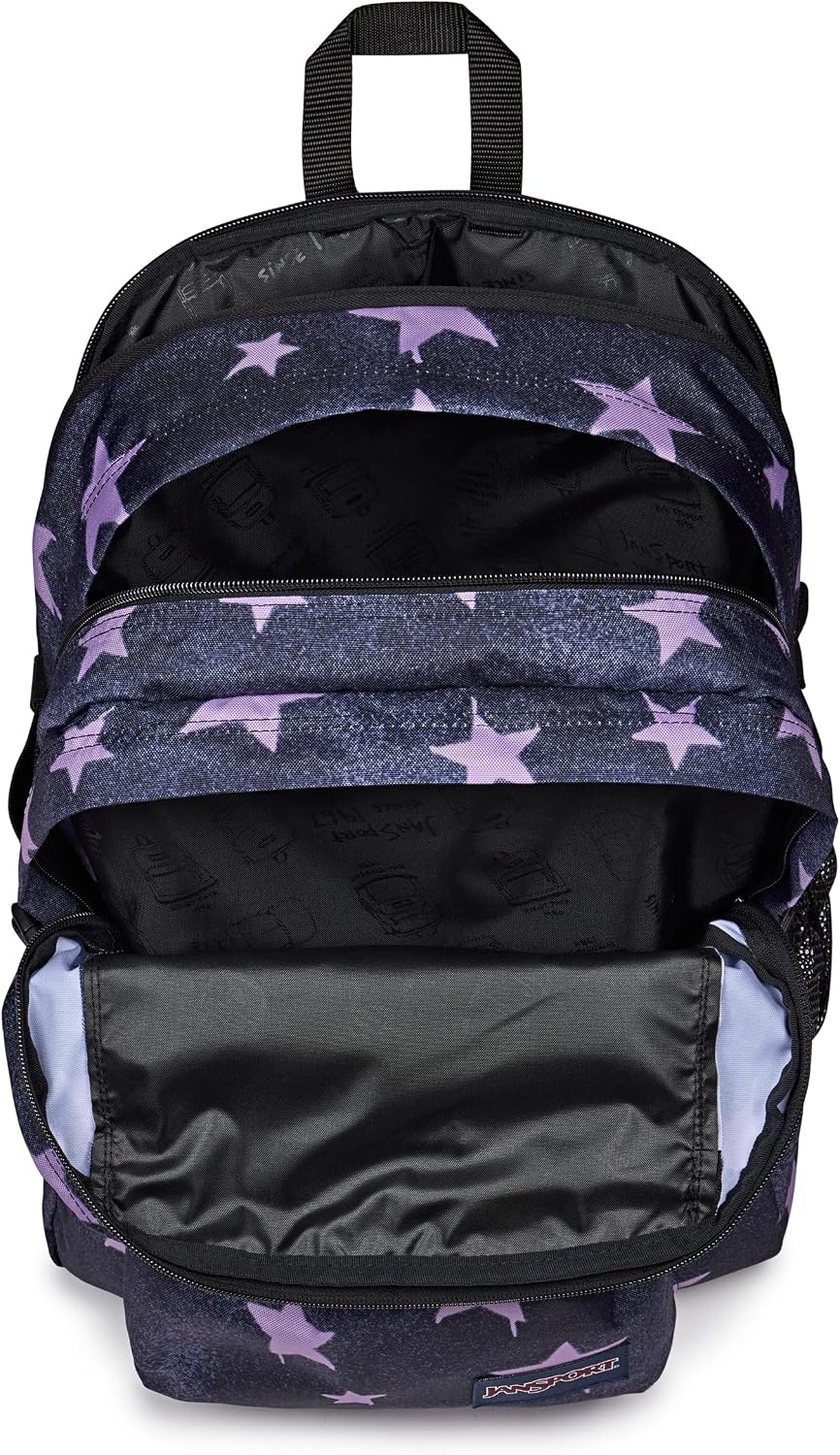 image:imageJanSport Main Campus Backpack Travel or Work Backpack with 15Inch Laptop Sleeve and Dual Water Bottle Pockets Sprayed Stars Pastel LilacSprayed Stars Pastel Lilac