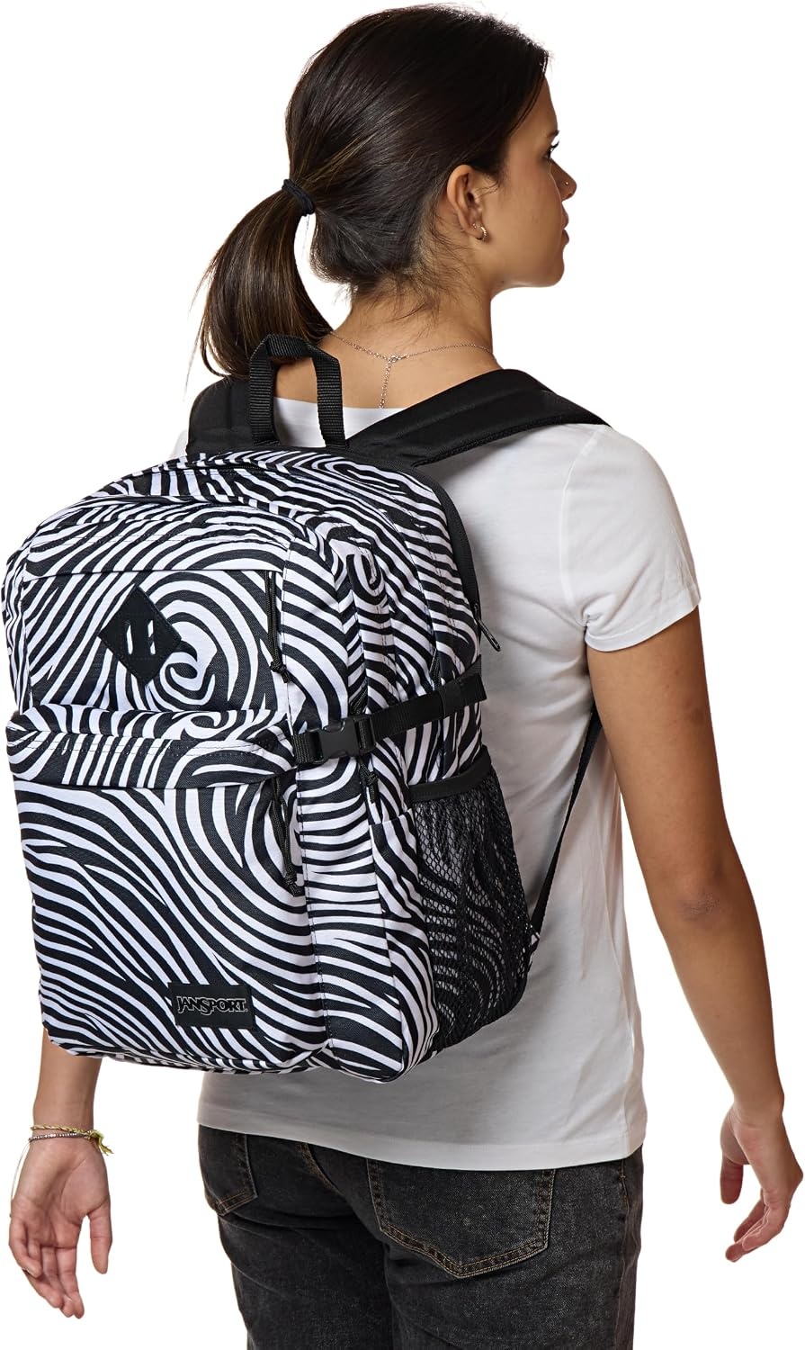image:imageJanSport Main Campus Backpack Travel or Work Backpack with 15Inch Laptop Sleeve and Dual Water Bottle Pockets Sprayed Stars Pastel LilacSurreal Swirlies